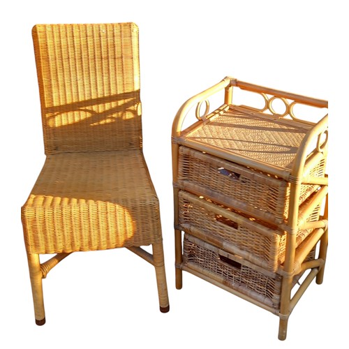 154 - WICKER CHAIR AND 4 DRAWER CHEST