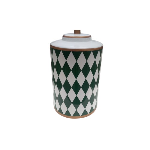 163 - NEW GREEN AND WHITE PATTERN TABLE LAMP