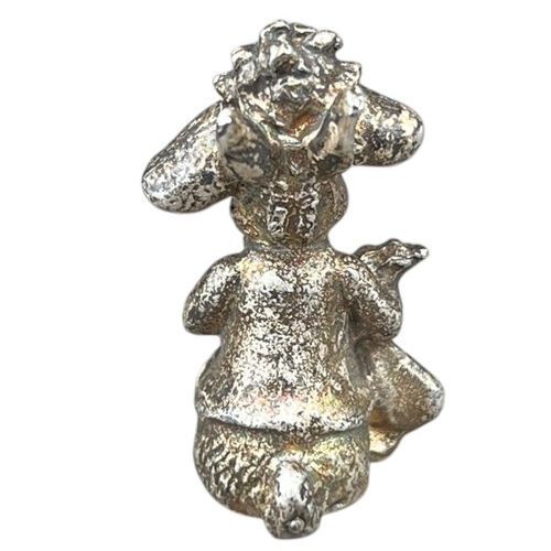 536 - A SILVER BEATRIX POTTER RABBIT FIGURE