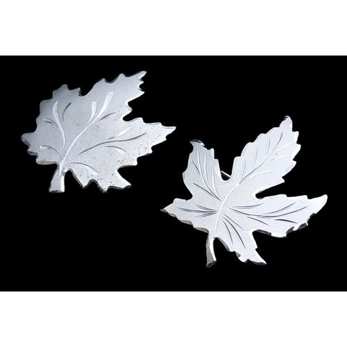 253 - 2 SILVER MAPLE LEAF BROOCHES