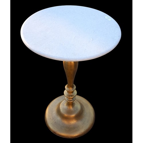 750 - NEW GILT PEDESTAL LAMP TABLE WITH MARBLE TOP