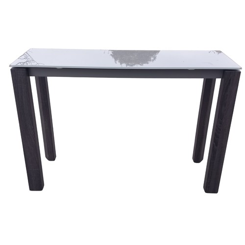 761 - A GREY GLASS TOP CONSOL TABLE