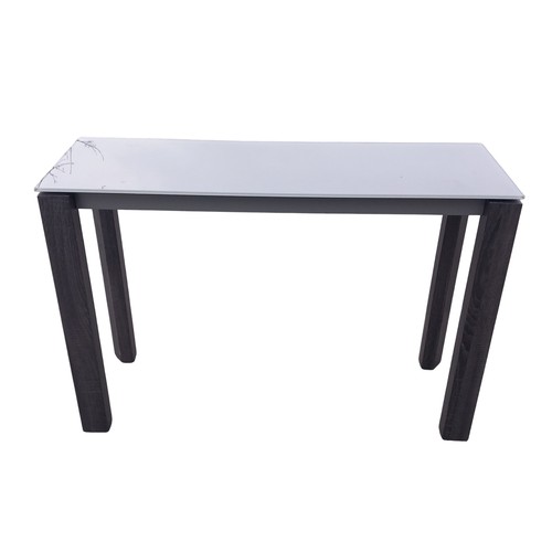 761 - A GREY GLASS TOP CONSOL TABLE