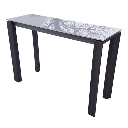 761 - A GREY GLASS TOP CONSOL TABLE