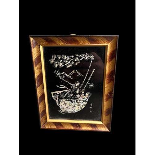 764 - AN ORIENTAL M.O.P PICTURE ON GLASS