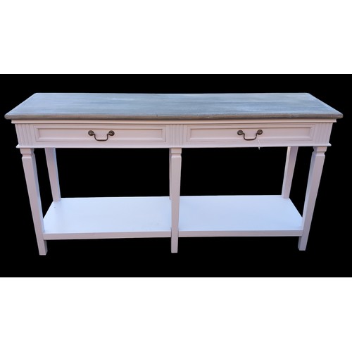 789 - NEW LIGHT GREY 2 DRAWER 2 TIER CONSOL TABLE