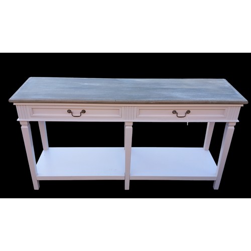 789 - NEW LIGHT GREY 2 DRAWER 2 TIER CONSOL TABLE