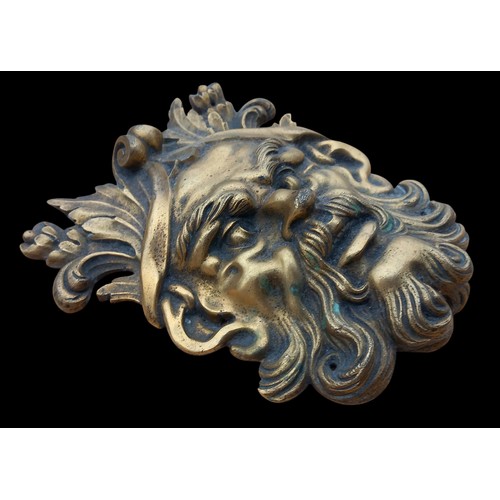 794 - A HEAVY BRASS GARGOYLE PLAQUE