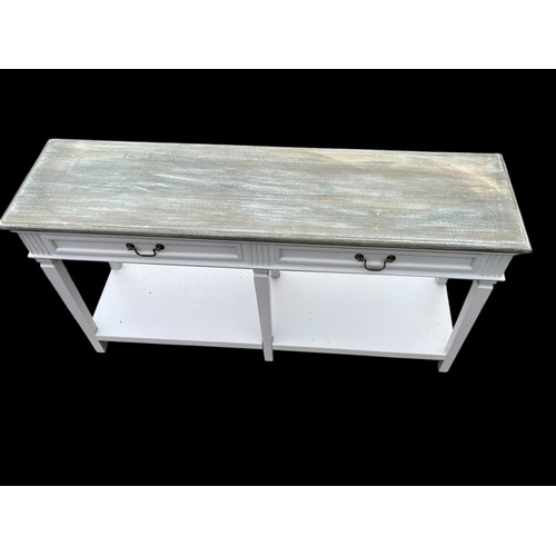 800 - A NEW 2 DRAWER WASHED TOP CONSOL TABLE