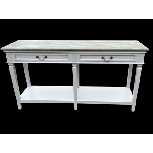 800 - A NEW 2 DRAWER WASHED TOP CONSOL TABLE