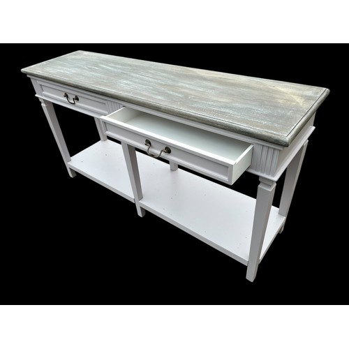 800 - A NEW 2 DRAWER WASHED TOP CONSOL TABLE