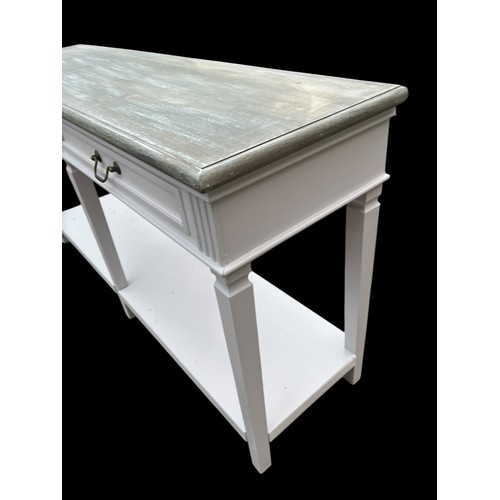 800 - A NEW 2 DRAWER WASHED TOP CONSOL TABLE