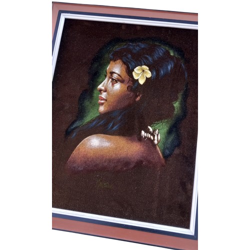 803 - AUSTRAILIAN PORTRAIT PAINTING ON VELVET