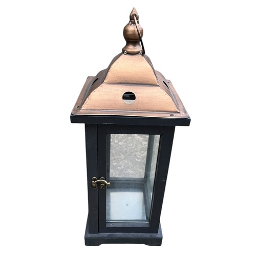 806 - 2 NEW EBONY AND BRONZED FINISH LANTERN TALLEST 26