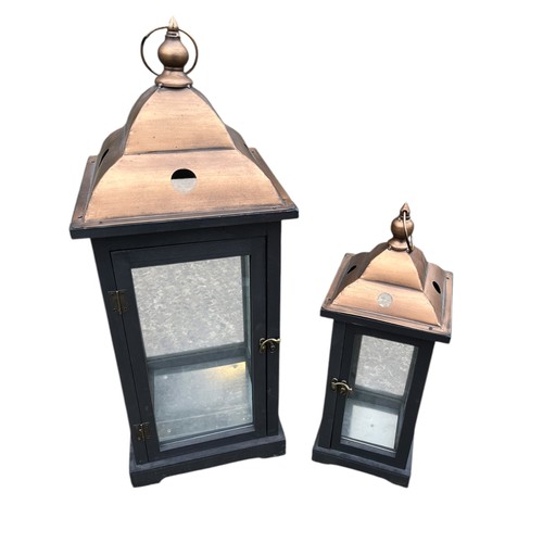 806 - 2 NEW EBONY AND BRONZED FINISH LANTERN TALLEST 26