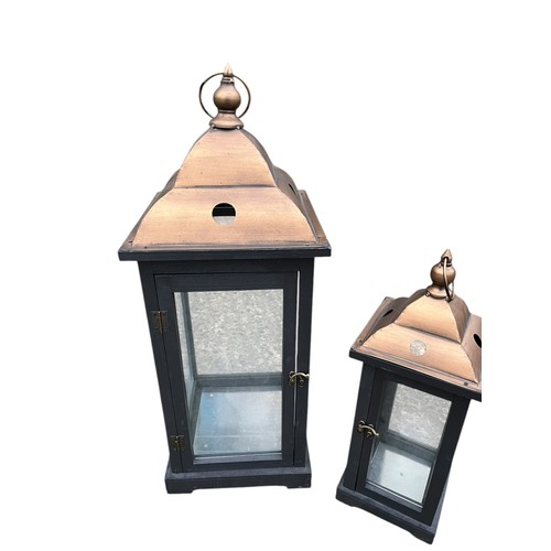 806 - 2 NEW EBONY AND BRONZED FINISH LANTERN TALLEST 26