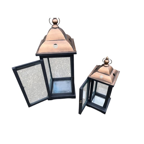 806 - 2 NEW EBONY AND BRONZED FINISH LANTERN TALLEST 26