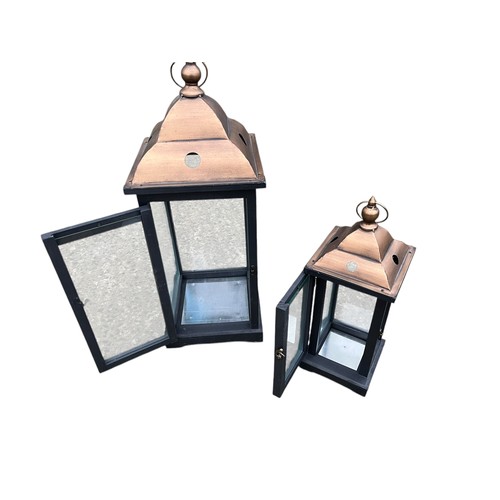 806 - 2 NEW EBONY AND BRONZED FINISH LANTERN TALLEST 26