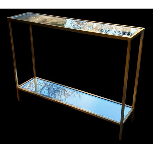 815 - NEW GILT 2 TIER MIRRORED CONSOL TABLE