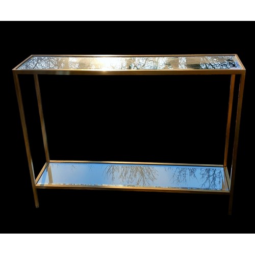 815 - NEW GILT 2 TIER MIRRORED CONSOL TABLE