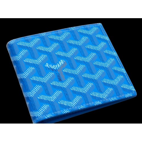 621 - DESIGNER GOYARD BLUE LEATHER WALET IN ORIGINAL BOX