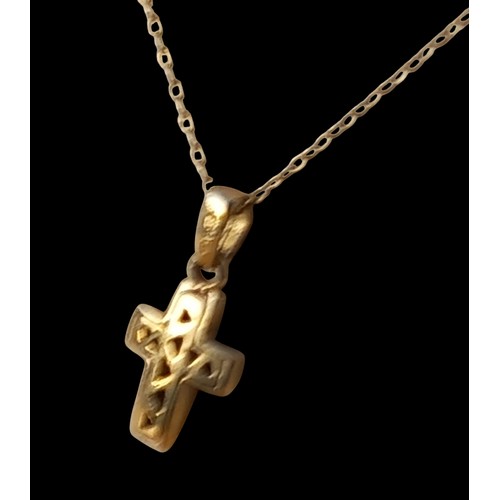 642 - 9ct GOLD CROSS ON 9ct CHAIN