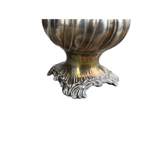 694 - A STUNNING HEAVILY EMBOSSED SILVER POT 300grm