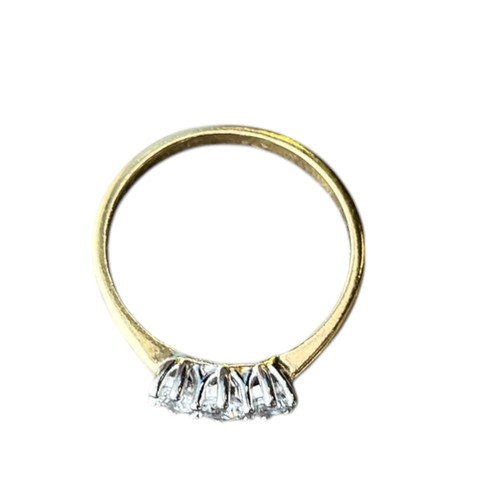 663 - A GOLD ON SILVER  3 STONE RING