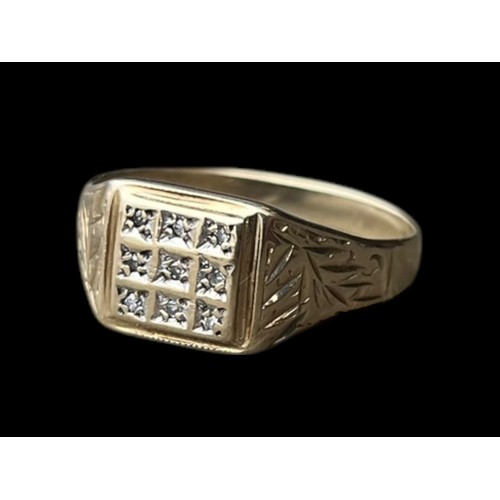 699 - AN ORNATE 9ct GOLD DIAMOND SET RING SIZE W