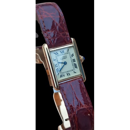 667 - A CARTIER SILVER GOLD PLATED MUST DE CARTIER TANK WATCH  A CREAM RECTANGULAR DIAL  CARTIER TO no 11 ... 