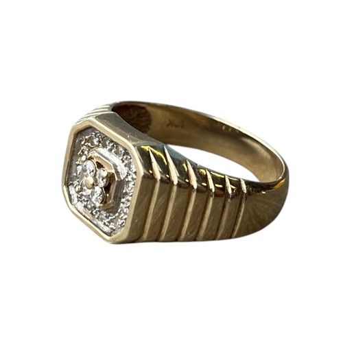 705 - A 10ct GOLD  CHUNKY DIAMOND SET RING