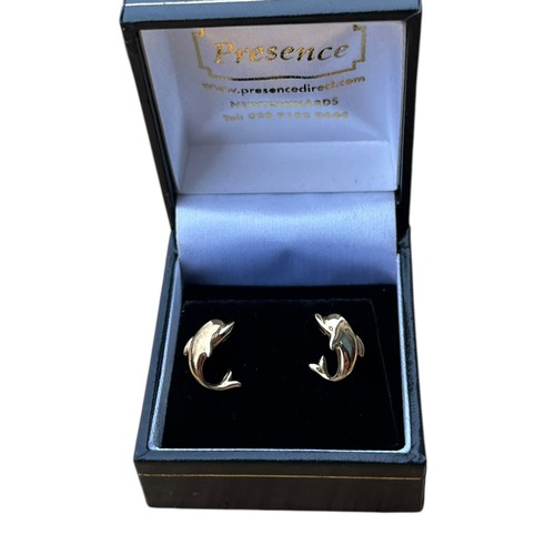 671 - PAIR OF 9ct DOLPHIN NEARRINGS