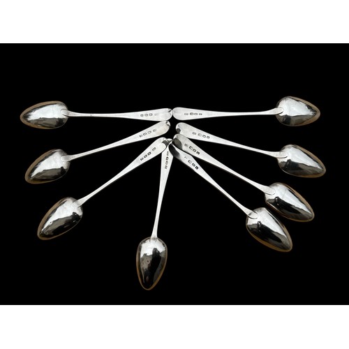 734 - AN EXTREMELY RARE SET OF 8 IRISH GEORGIAN BRIGHT CUT SILVER SERVING SPOONS BY JOSEPH SHEILS DUBLIN C... 