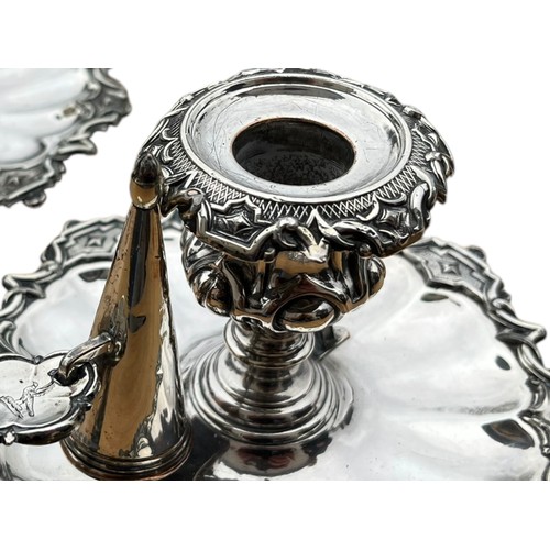 739 - A PAIR OF SHEFFIELD SILVER PLATE CHAMBERSTICKS OF A LARGE 17cm DIA CIRCA 1830 BY ROBERTS SMITH & Co ... 