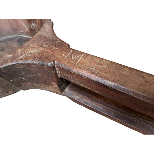 748 - A VERY LARGE 19c FRUITWOOD SCOOP CARVED ENTIRELY FROM 1 PIECE OF WOOD (POSSIBLY FROMA GRAIN MILL) WI... 