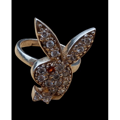 331 - SILVER PLAYBOY BUNNY RING