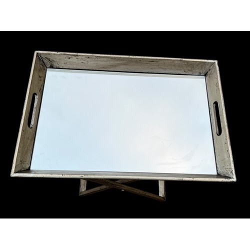 373 - A NEW MIRROR TOP BUTLERS TRAY