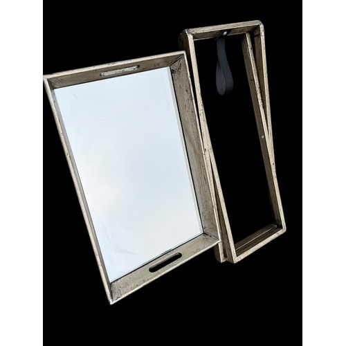 373 - A NEW MIRROR TOP BUTLERS TRAY