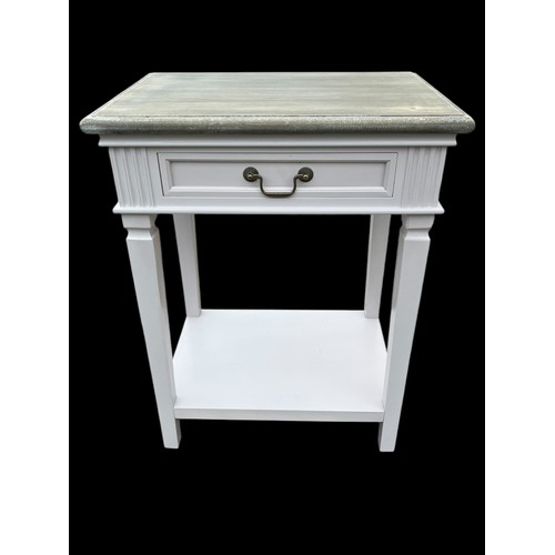 396 - A NEW SINGLE DRAWER CONSOL TABLE WITH A WASHED TOP