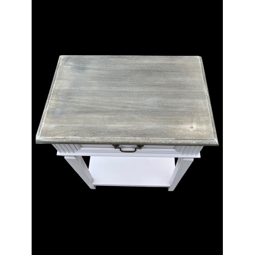 396 - A NEW SINGLE DRAWER CONSOL TABLE WITH A WASHED TOP