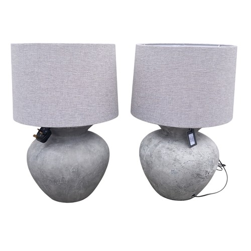 398 - PAIR OF NEW STONE TABLE LAMPS