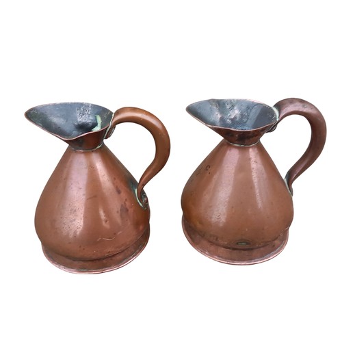 414 - 2 SMALL ANTIQUE COPPER JUGS