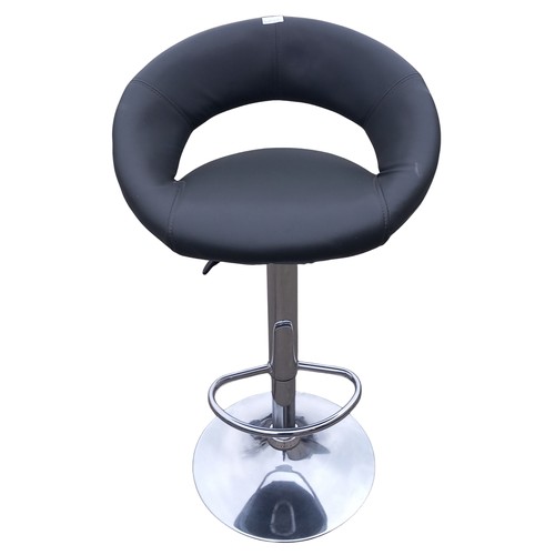 451 - A GREY LEATHER BAR STOOL