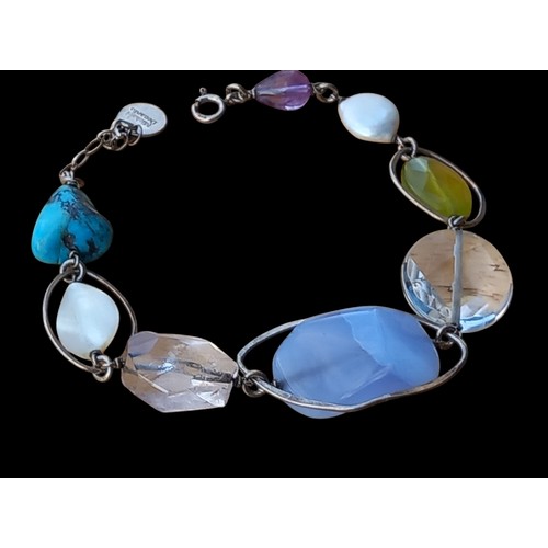 483 - A BEAUTFIUL SILVER NATURAL STONE BRACELET