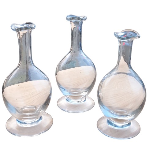 478 - 3 SHAPED GLASS DECANTERS