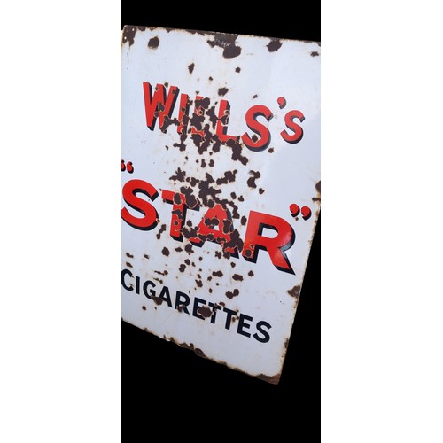 743 - 1930'S WILLS STAR CIGERETTES ENAMEL SIGN 24x36