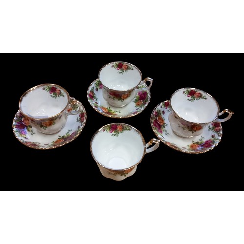 153 - A 7 PIECE LOT OF OLD COUNTRY ROSE BY ROYAL ALBERT 4 CUPS 3 SAUCERS