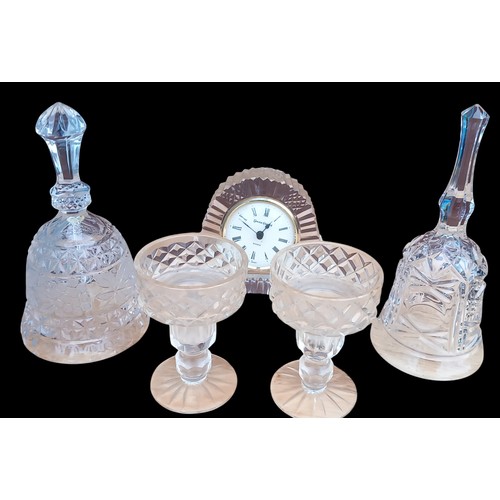 66 - TYRONE CRYSTAL CLOCK AND OTHER PIECES OF CUT GLASS