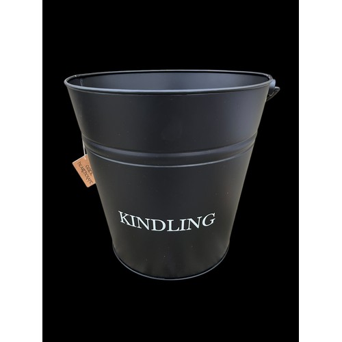 73 - A  NEW BLACK METAL KINDLING BUCKET