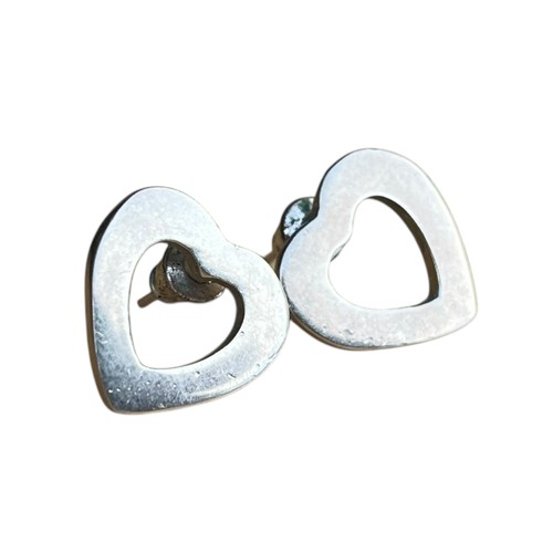 227 - A PAIR OF SILVER HEART EARRINGS